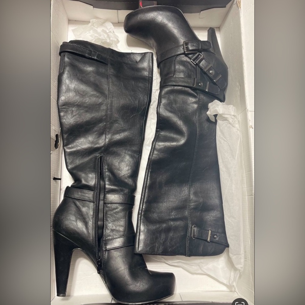 Black high heel boots from Guess